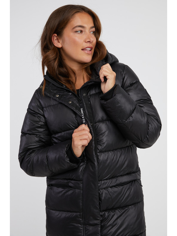 Sam 73 Fekete női téli, túlméretezett steppelt kabát SAM 73