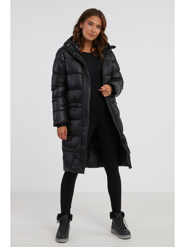 Sam 73 Fekete női téli, túlméretezett steppelt kabát SAM 73