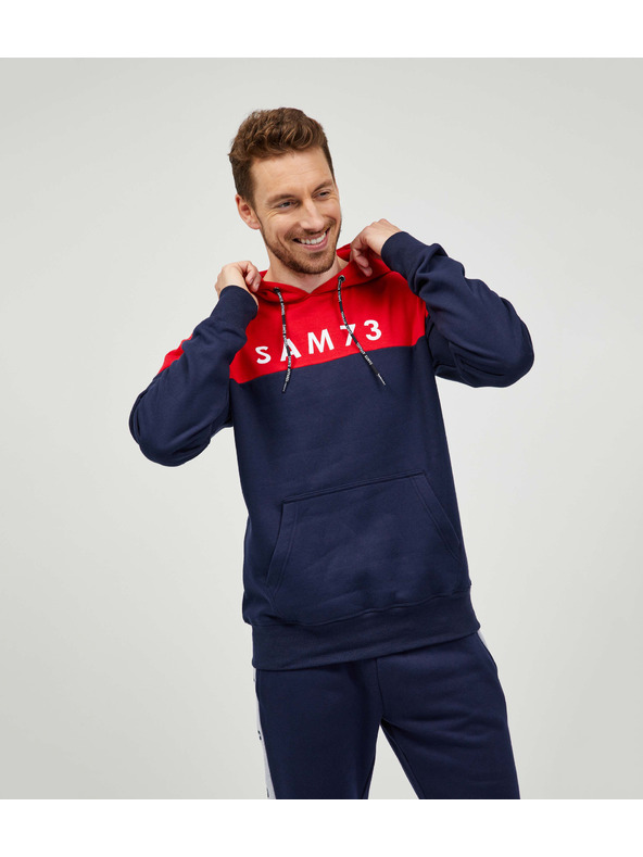 Sam 73 Piros és kék férfi kapucnis pulóver SAM 73 Eldos