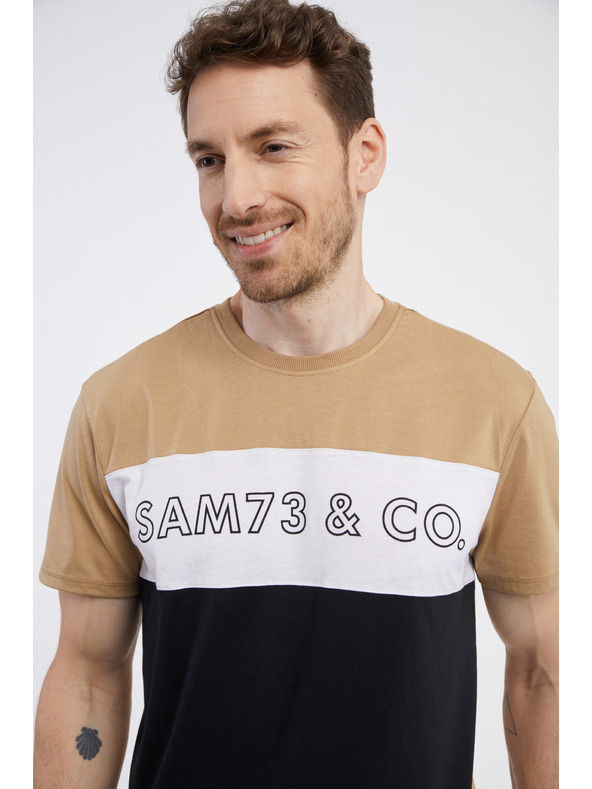 Sam 73 Fekete és barna férfi póló SAM 73 Seamus