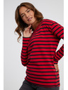 Sam 73 Piros női csíkos, hosszú ujjú póló SAM 73 Prudence