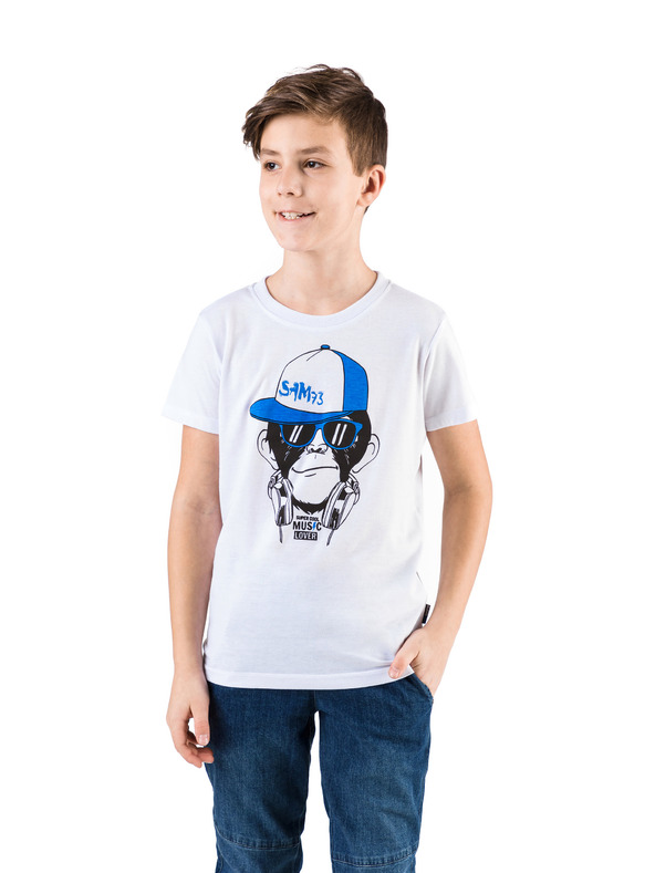 Sam 73 Fehér fiú nyomtatott póló SAM 73