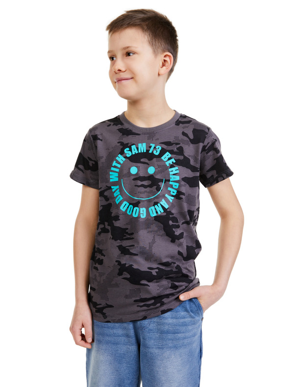 Sam 73 Sötétszürke fiú mintás póló SAM 73 Kelvin