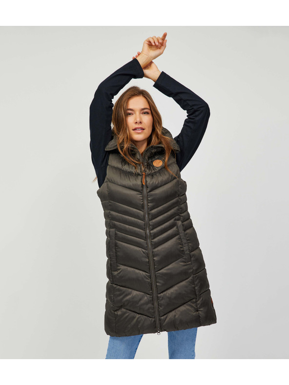 Sam 73 Khaki Női steppelt hosszú mellény SAM 73 Dumela