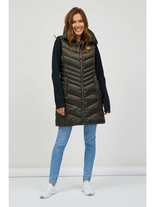 Sam 73 Khaki Női steppelt hosszú mellény SAM 73 Dumela