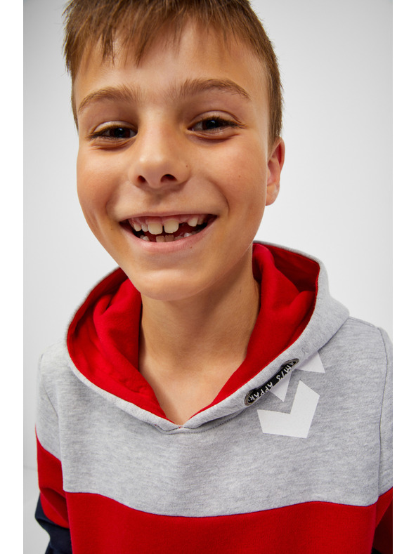 Sam 73 Kék és piros fiú kapucnis pulóver SAM 73 Leael