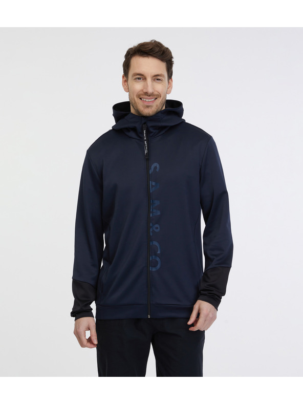 Sam 73 Sötétkék férfi kapucnis cipzáras kapucnis pulóver SAM 73 Emanuel