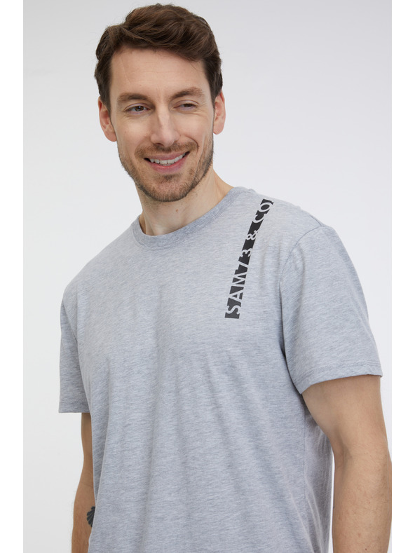 Sam 73 Világosszürke, barna férfi póló SAM 73 Fabio