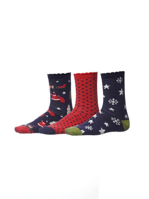 Sam 73 3 pár karácsonyi zokni kék és piros színben SAM 73 Rudolph