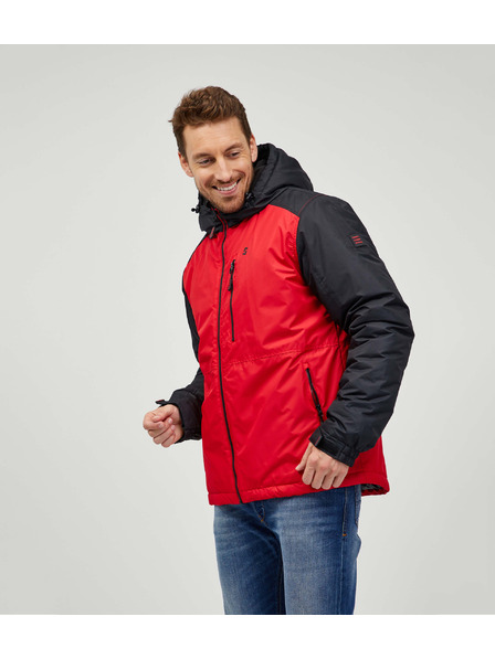 Sam 73 Fekete-piros férfi téli steppelt kabát Sam 73