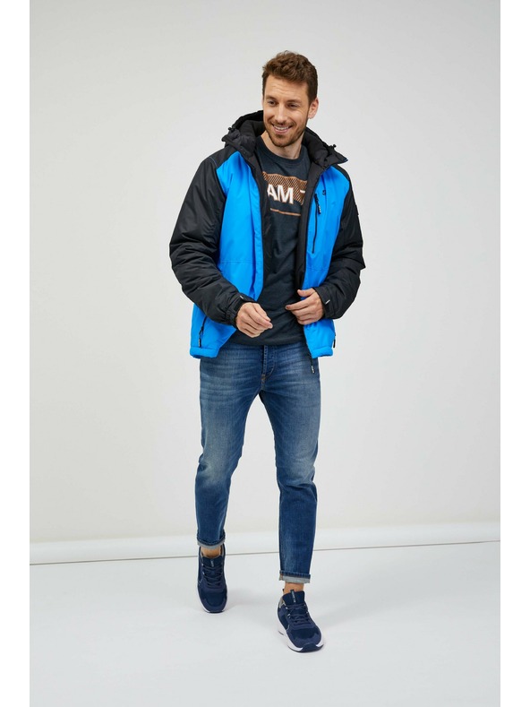 Sam 73 Fekete és kék férfi téli steppelt kabát Sam 73