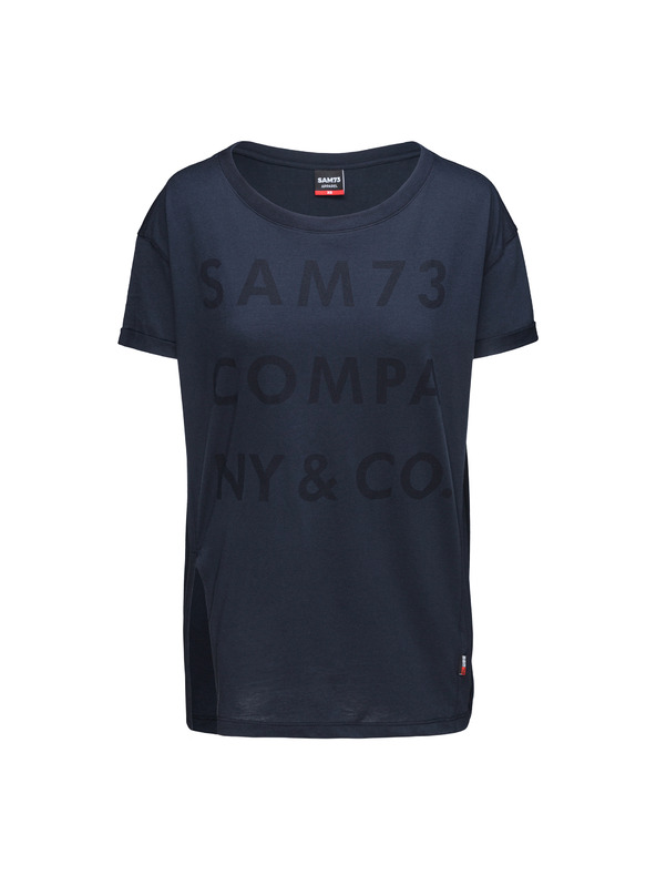 Sam 73 Sötétkék női laza póló SAM 73 mintás nyomtatással
