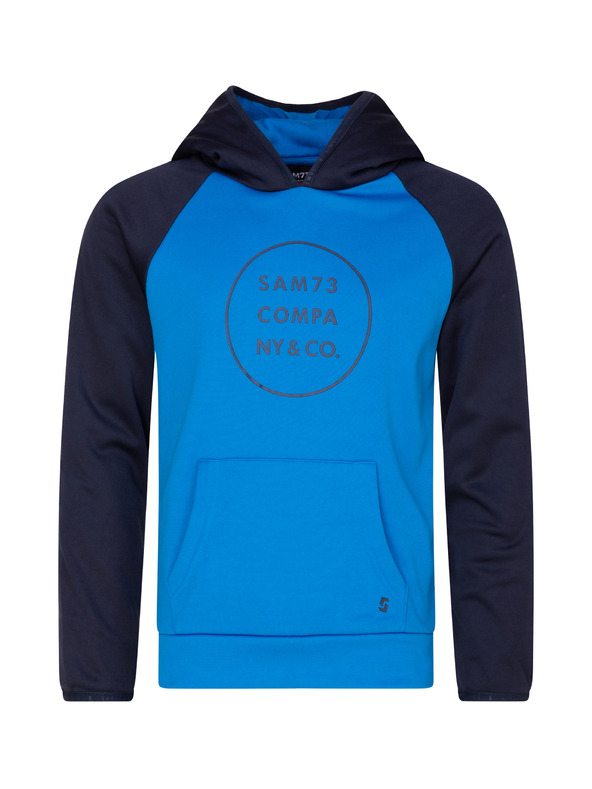 Sam 73 Fekete és kék fiú nyomtatott kapucnis pulóver SAM 73 Ian