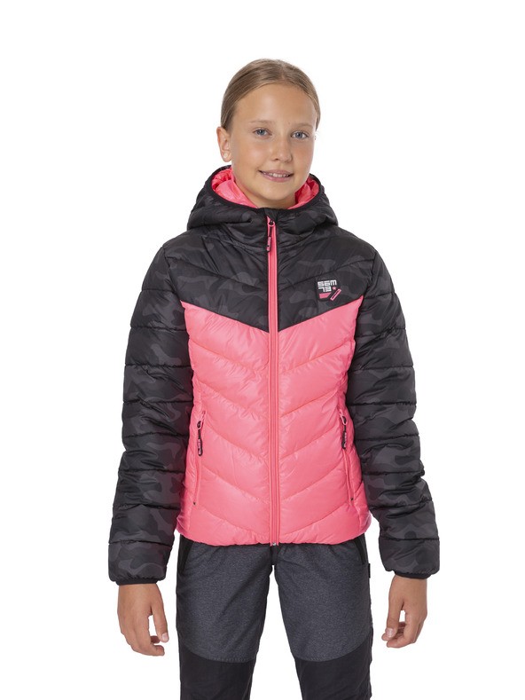 Sam 73 Fekete-rózsaszínű, steppelt téli lánykabát SAM 73 Terri