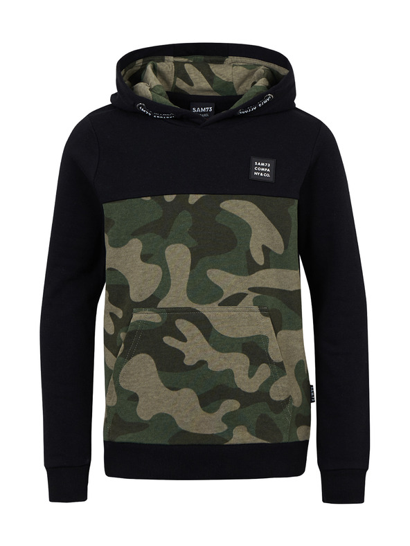 Sam 73 Fekete fiúk mintás kapucnis pulóver SAM 73 Danny