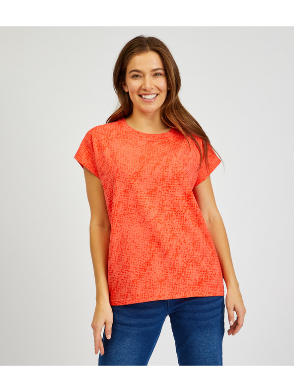 Sam 73 Korallszínű női mintás póló SAM 73 Veronica