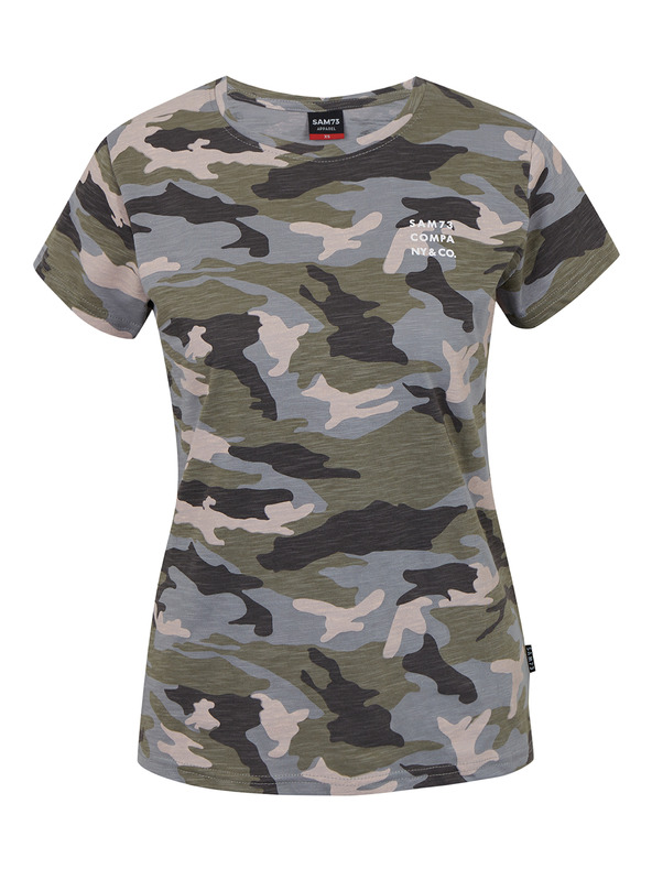 Sam 73 Zöld és szürke női mintás póló SAM 73 Nora