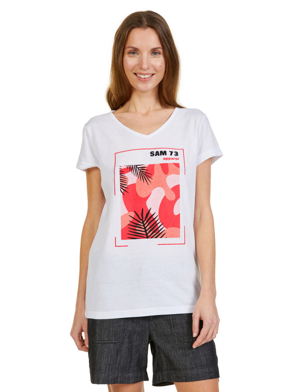 Sam 73 Fehér női póló SAM 73 Ilda nyomtatással