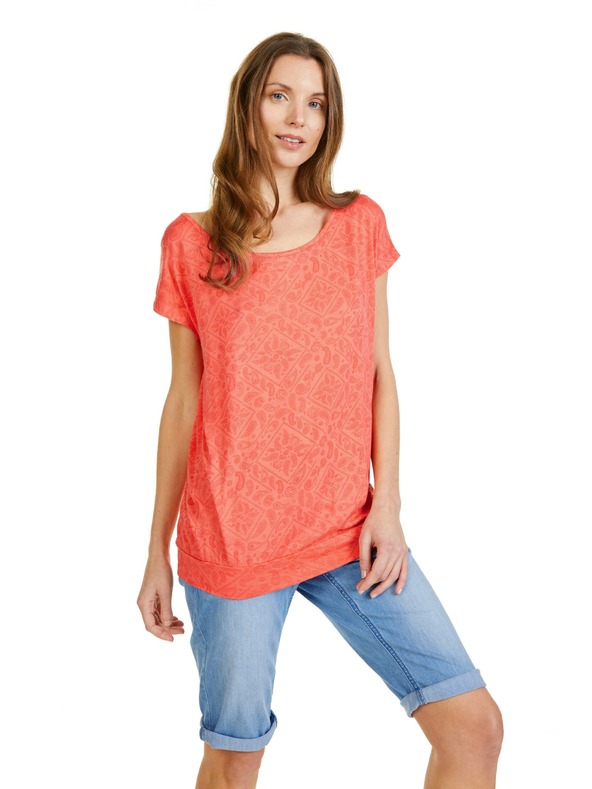 Sam 73 Korallszínű női mintás póló SAM 73 Cindy