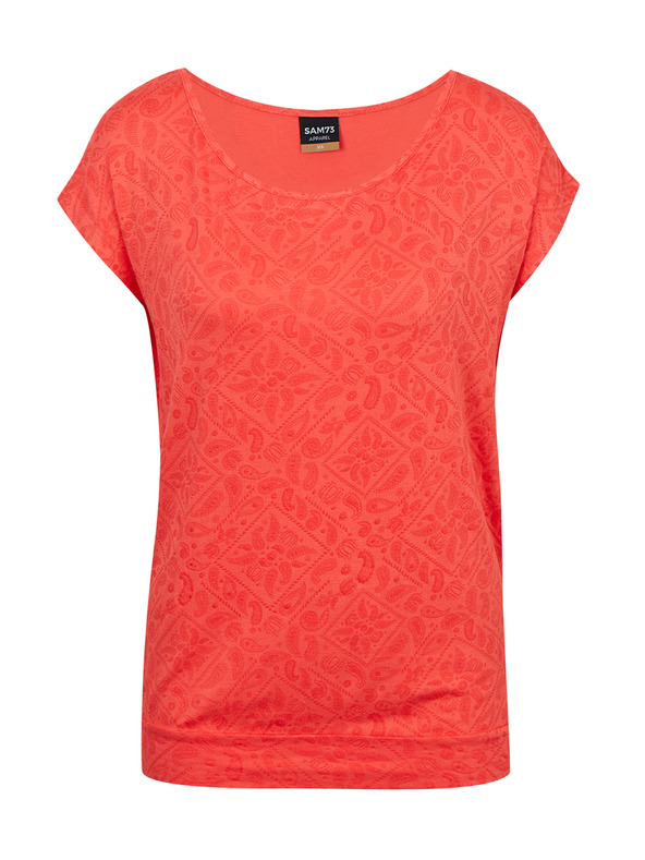 Sam 73 Korallszínű női mintás póló SAM 73 Cindy