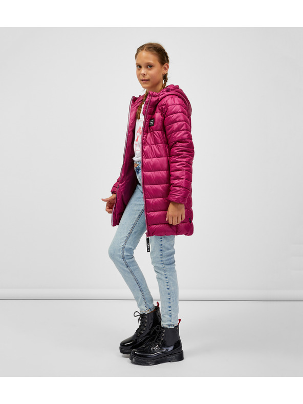 Sam 73 Sötét rózsaszínű, steppelt lány kabát kapucnival SAM 73 Nadine