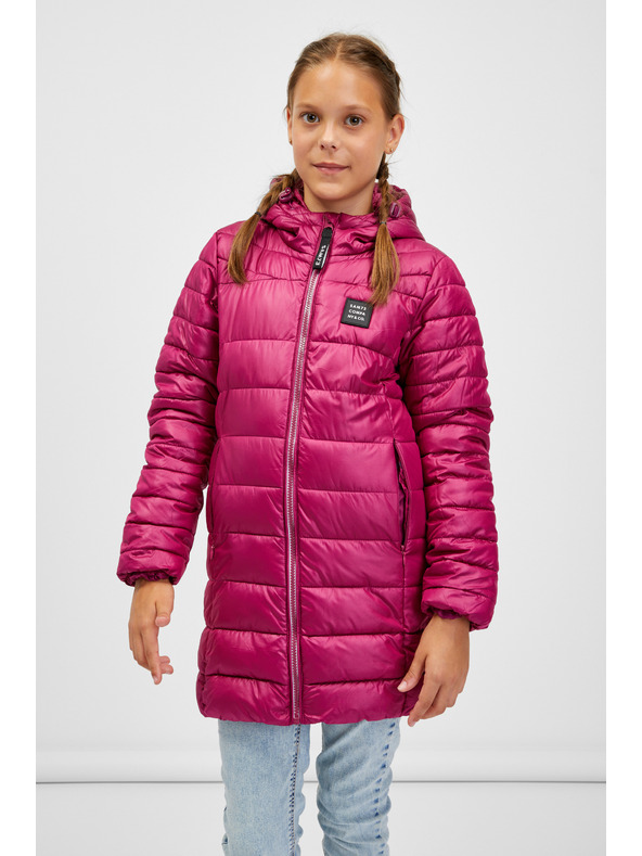 Sam 73 Sötét rózsaszínű, steppelt lány kabát kapucnival SAM 73 Nadine