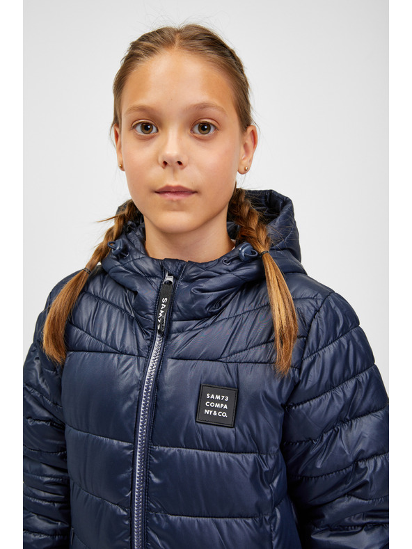 Sam 73 Sötétkék gyermek steppelt kabát kapucnival SAM 73 Nadine