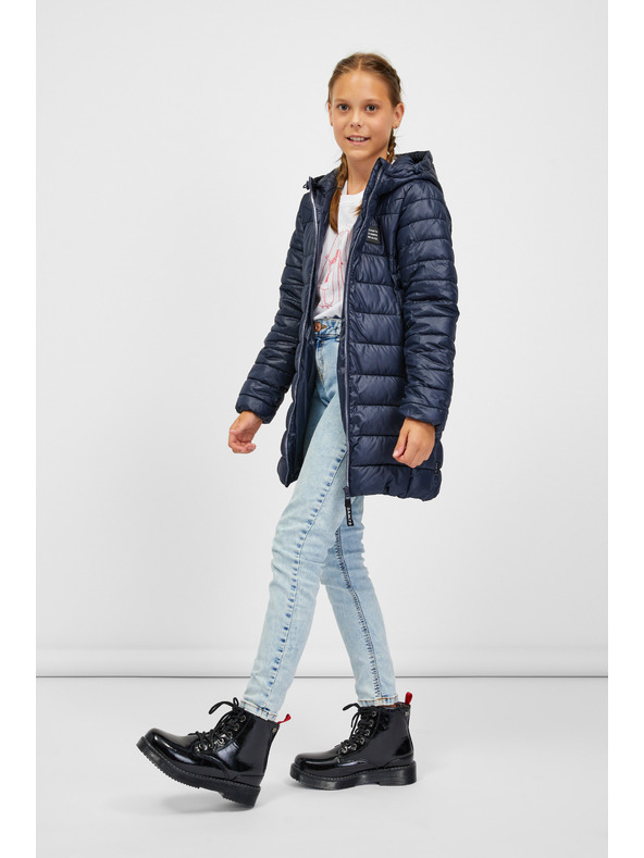 Sam 73 Sötétkék gyermek steppelt kabát kapucnival SAM 73 Nadine