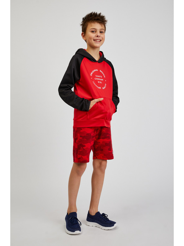 Sam 73 Fekete-piros unisex gyerek kapucnis pulóver SAM73 Draco