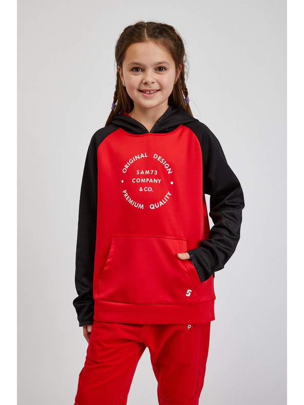 Sam 73 Fekete-piros unisex gyerek kapucnis pulóver SAM73 Draco