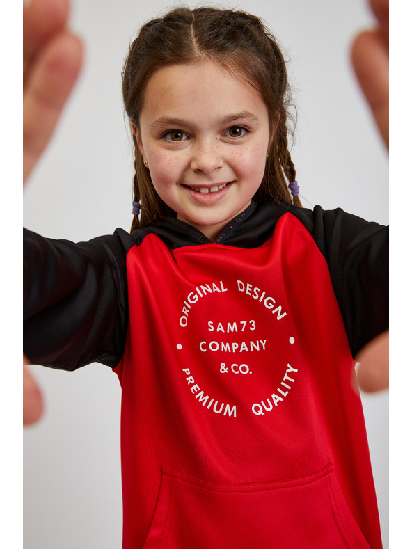 Sam 73 Fekete-piros unisex gyerek kapucnis pulóver SAM73 Draco