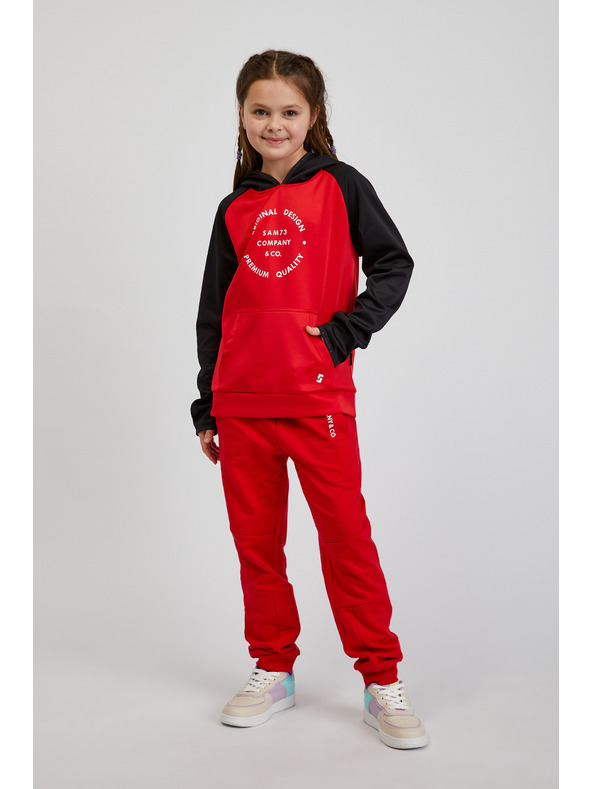 Sam 73 Fekete-piros unisex gyerek kapucnis pulóver SAM73 Draco