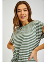 Sam 73 Fehér és zöld női csíkos ruha nyakkendővel SAM73 Sagitta