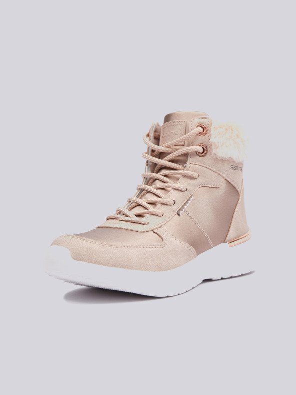 Sam 73 Világos rózsaszín női téli bokacsizma velúr részletekkel SAM 73 Antlia