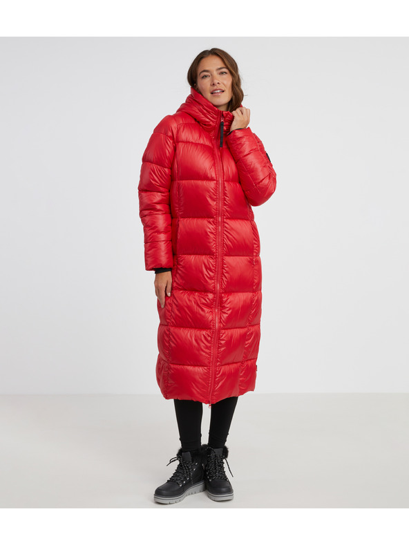 Sam 73 Piros női steppelt kabát kapucnival SAM 73 Anna