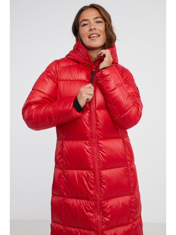 Sam 73 Piros női steppelt kabát kapucnival SAM 73 Anna