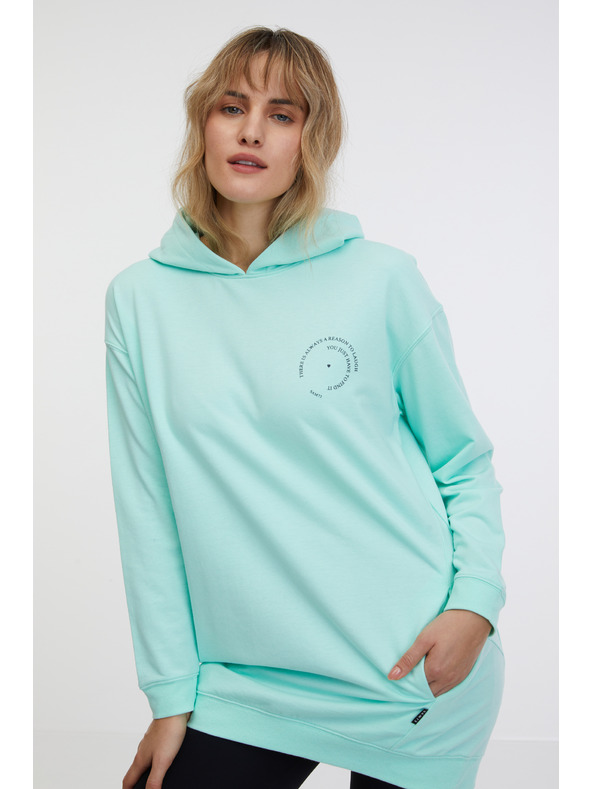 Sam 73 Türkizkék női hosszabb kapucnis pulóver SAM 73 Lola
