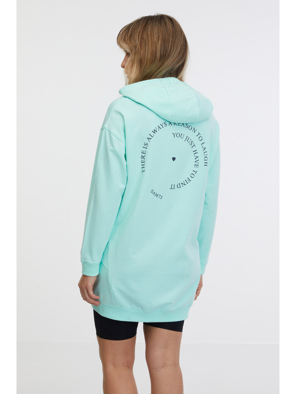 Sam 73 Türkizkék női hosszabb kapucnis pulóver SAM 73 Lola