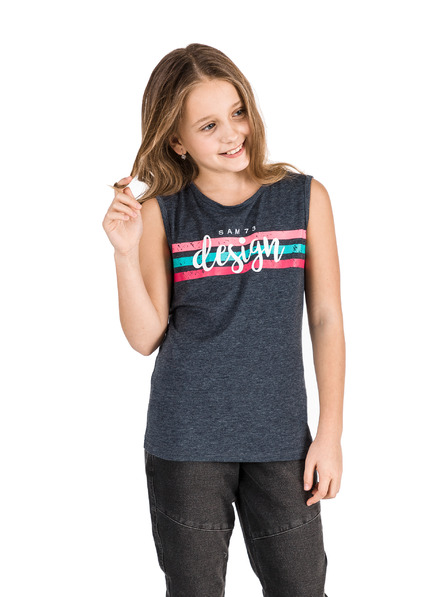 Sam 73 Sötétkék lányoknak nyomtatott póló SAM 73