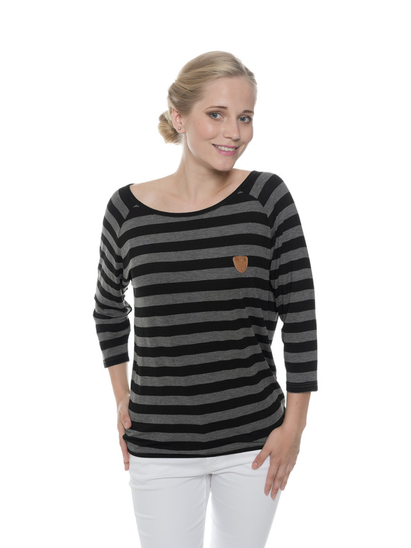 Sam 73 Fekete-szürke csíkos női póló SAM 73
