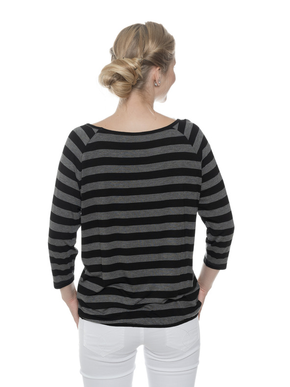 Sam 73 Fekete-szürke csíkos női póló SAM 73