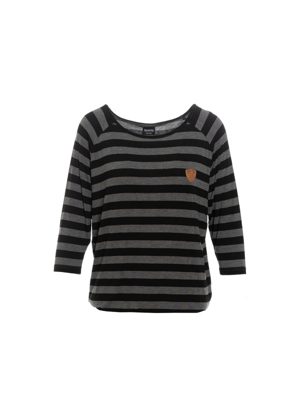 Sam 73 Fekete-szürke csíkos női póló SAM 73