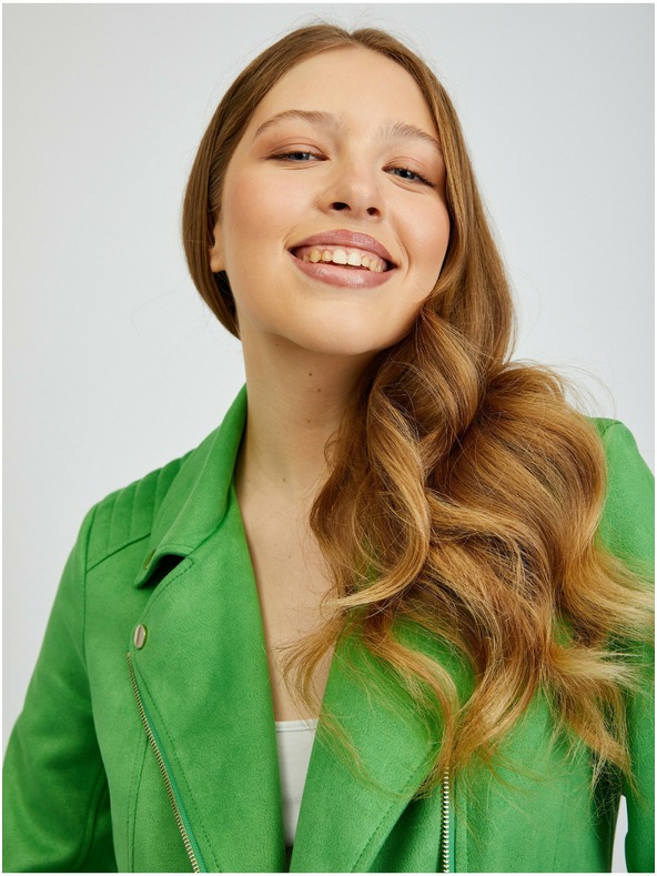 Orsay ORSAY Khaki színű női velúr műbőr dzseki