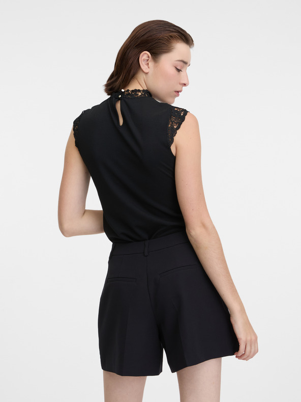 Orsay ORSAY fekete női póló csipkés részlettel