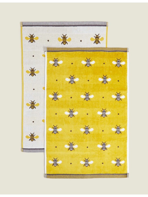 Marks & Spencer Marks & Spencer 2 darabos 100% pamut méhecskés törölköző szett sárga