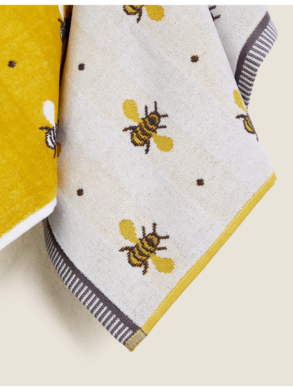 Marks & Spencer Marks & Spencer 2 darabos 100% pamut méhecskés törölköző szett sárga