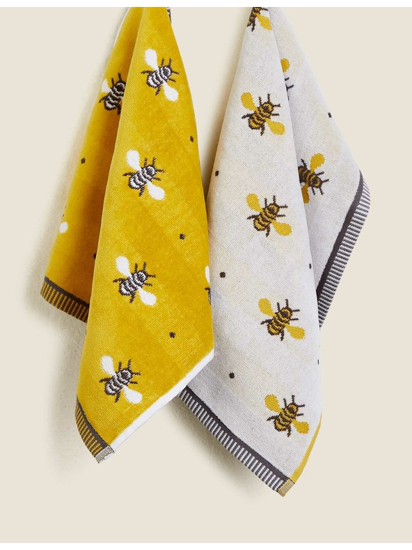 Marks & Spencer Marks & Spencer 2 darabos 100% pamut méhecskés törölköző szett sárga
