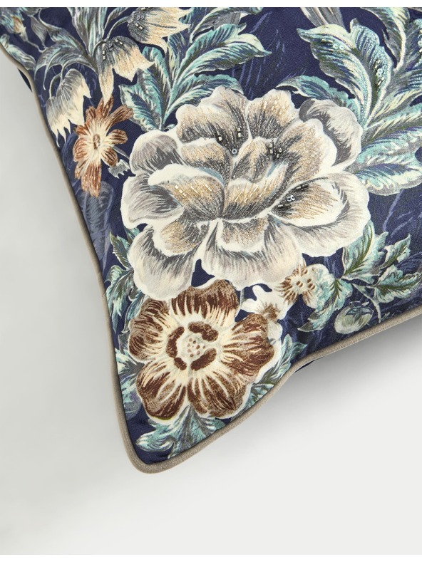 Marks & Spencer Marks & Spencer díszített bársony párnahuzat madár motívummal sötétkék