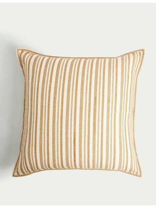 Marks & Spencer Marks & Spencer csíkos, hímzett, tiszta pamut párnahuzat sárga