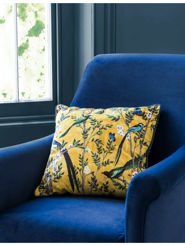 Marks & Spencer Marks & Spencer bársony párnahuzat madár mintával sárga